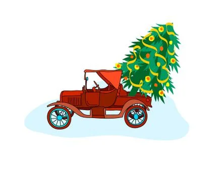 Vintage car drawing. Simple vector design, easy to edit Illustrazione stock