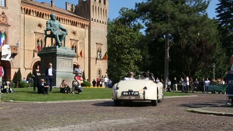Vintage car during the regularity race Mille Miglia. Stock Footage 75959604