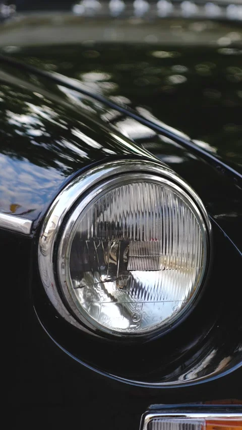 Vintage car headlights vertical close up Stock Footage 317995193