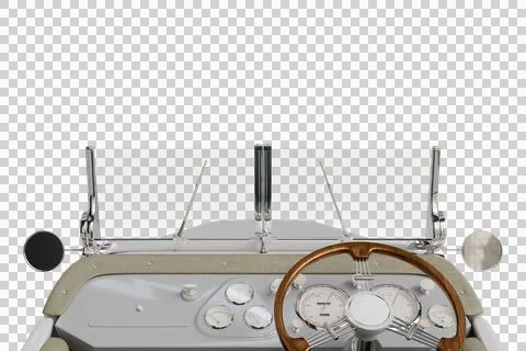 Vintage car interior, front view.  Transparent windshield Stock Illustration
