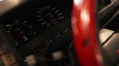 Vintage Car Odometer with Dashboard Gauges Stock Footage 238525647