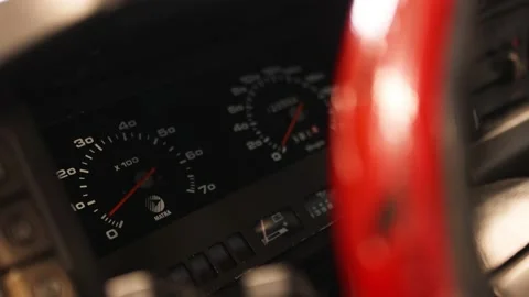 Vintage Car Odometer with Dashboard Gauges Stock Footage 238525655