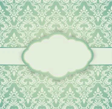 Vintage card with damask pattern Stock Illustration