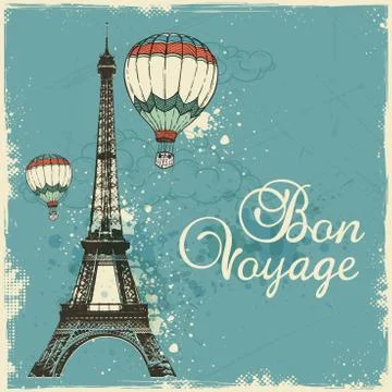 Vintage card with Eiffel Tower Stockillustratie