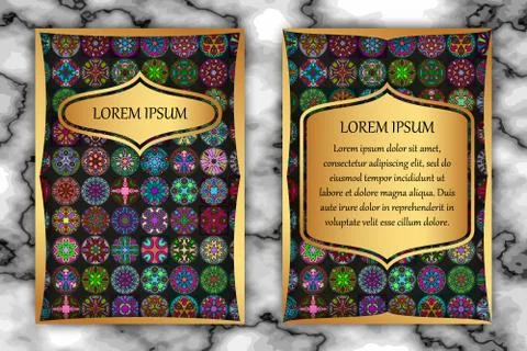 Vintage card with tribal tile patchwork abstract pattern and ornaments. Stock Illustration