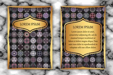 Vintage card with tribal tile patchwork abstract pattern and ornaments. Stock Illustration