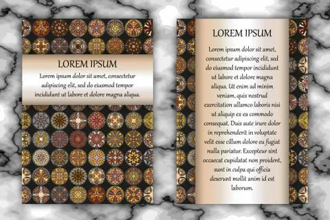 Vintage card with tribal tile patchwork abstract pattern and ornaments. Stock Illustration