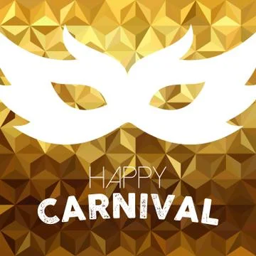 Vintage carnival mask design on gold background 스톡 일러스트