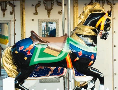 A vintage carousel still operating Stock Photos