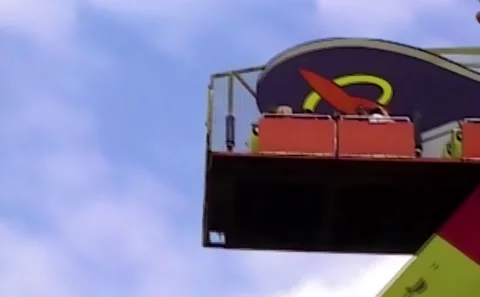 Vintage Carowinds theme park 2006 close up Nickelodeon Rocket Power ride Stock Footage 163781853