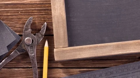Vintage carpentry, construction hardware tools Stock Footage 72672204