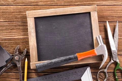 Vintage carpentry, construction hardware tools Foto stock