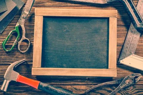 Vintage carpentry, construction hardware tools Foto stock