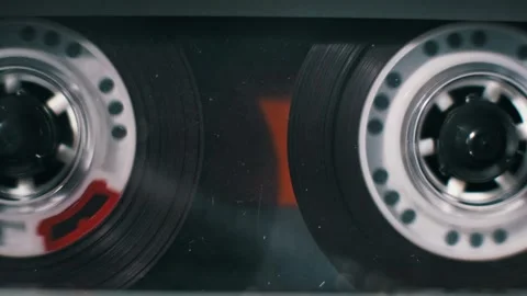 Vintage Cassette Tape Spools Rotating During Playback Video stock 321022799