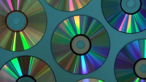 Vintage CD or DVD disk background, old circle discs used for data storage Video stock 113148712