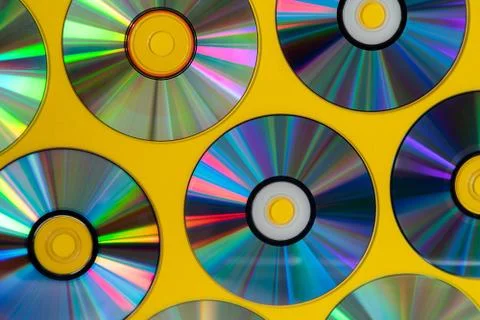 Vintage CD or DVD disk background, old circle discs used for data storage 写真素材