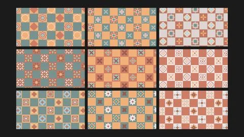 Vintage ceramic tile background Set Stock Illustration