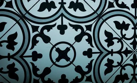 Vintage ceramic tile floor pattern texture with mediterranean design. Foto stock