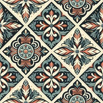 Vintage ceramic tile pattern seamless background Stock Illustration