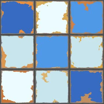 Vintage ceramic tile seamless pattern. Grunge background with chipped enamel Stock Illustration