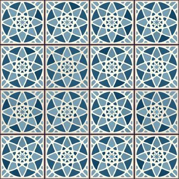 Vintage ceramic tiles vector pattern Stock Illustration