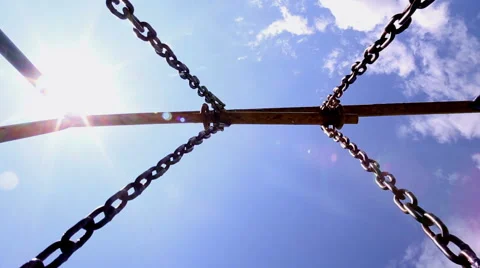 The vintage chains swing and blue sky Stock Footage 47070760