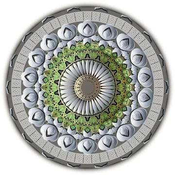 Vintage chamomile mandala pattern. Vector ornamental greek floral background. 스톡 일러스트