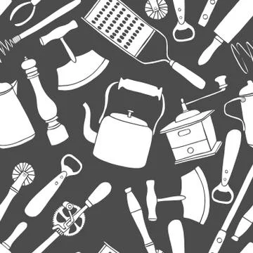 Vintage Chef Tools Pattern 스톡 일러스트