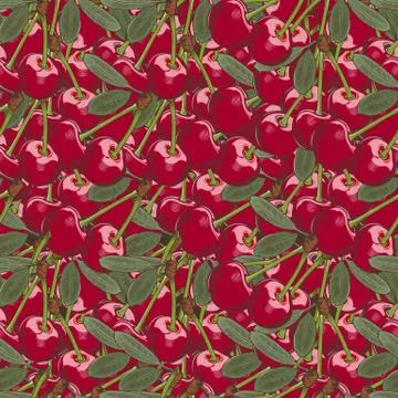 Vintage Cherry Seamless Pattern Stock Illustration