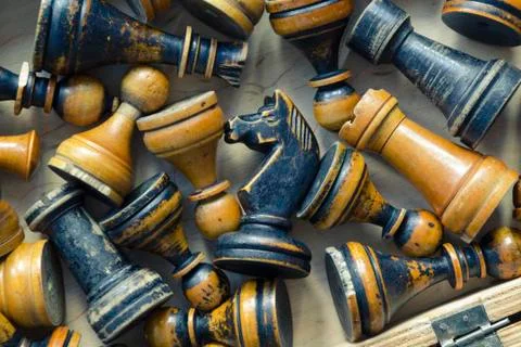 Vintage chess set Stock Photos