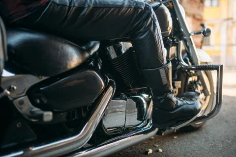 Vintage chopper with chrome elements, bikers Foto stock