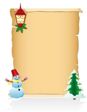 Vintage christmas blank scroll vector illustration 스톡 일러스트