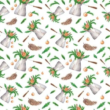 Vintage Christmas Coffee Pattern Stock Illustration