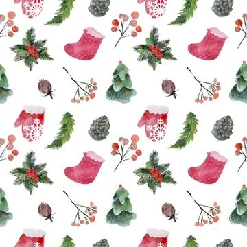 Vintage Christmas elements, reindeer with text seamless pattern background. file Stock Illustration