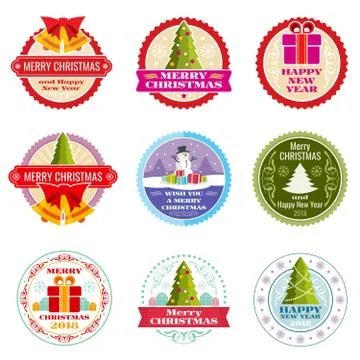 Vintage christmas gift vector labels, banners and tags with typographic elements Illustrazione stock