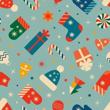 Vintage Christmas seamless pattern. Vector illustration Stock Illustration