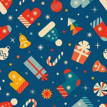 Vintage Christmas seamless pattern. Vector illustration Stock Illustration