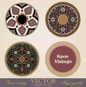 Vintage circle frames and borders design elements collection. Stock Illustration