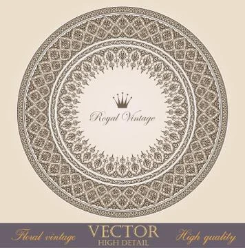 Vintage circle frames design elements collection.  vector floral ornament. Stock Illustration