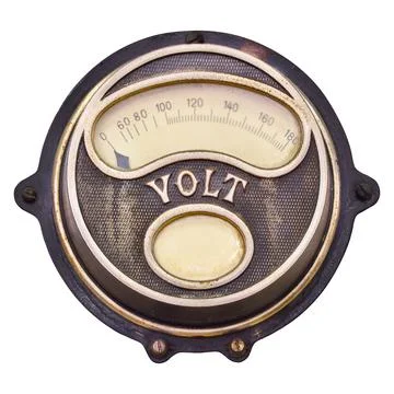 Vintage circular analog volt meter isolated on a white background Stock Illustration