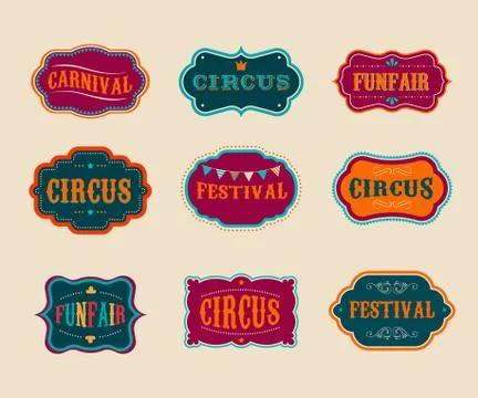Vintage Circus labels set Stock Illustration