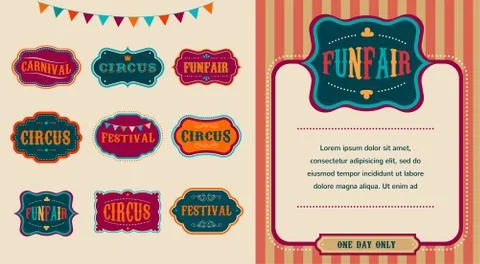 Vintage Circus labels set Stock Illustration