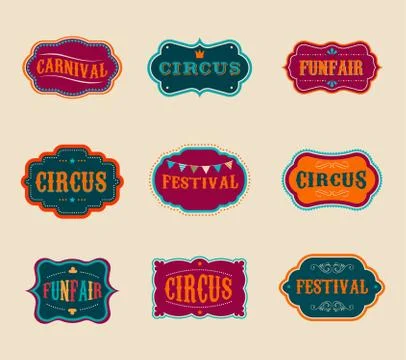Vintage Circus labels set Stock Illustration