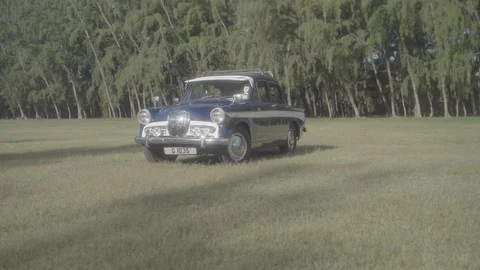 Vintage Classic AA Car in a Field Stock Footage