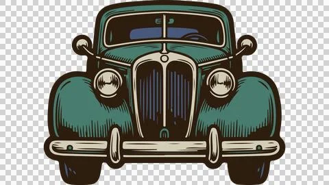 Vintage Classic Car Front View Illustration Stock Illustration