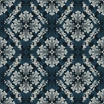 Vintage classic damask seamless pattern elegant ornamental leaf detail on na Stock Illustration