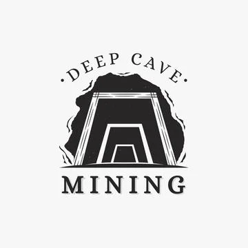 Vintage classic Mining Cave logo vector on white background Stock Illustration