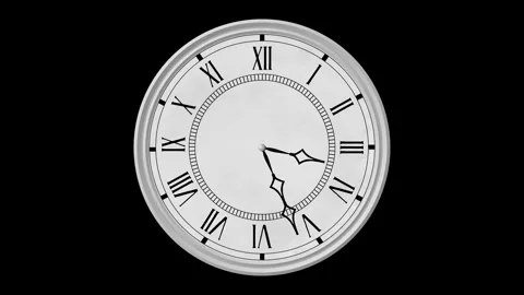 Vintage clock animation, seamless loop, full 12-hour cycle in 24 seconds. Alpha Stock Footage 249276081