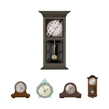 Vintage clock collection illustrating different measuring timepieces Stock Illustration