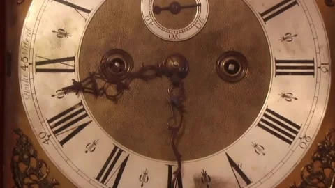 Vintage clock face pan down to wood details Stock-Footage 247408211